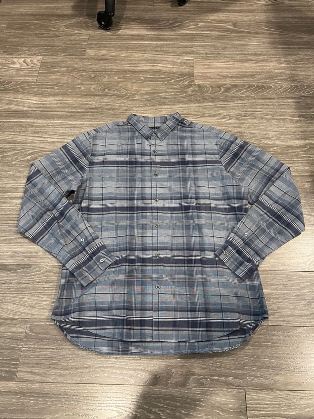 Men's Lightweight Blue Plaid Button-Down Shirt By Theory